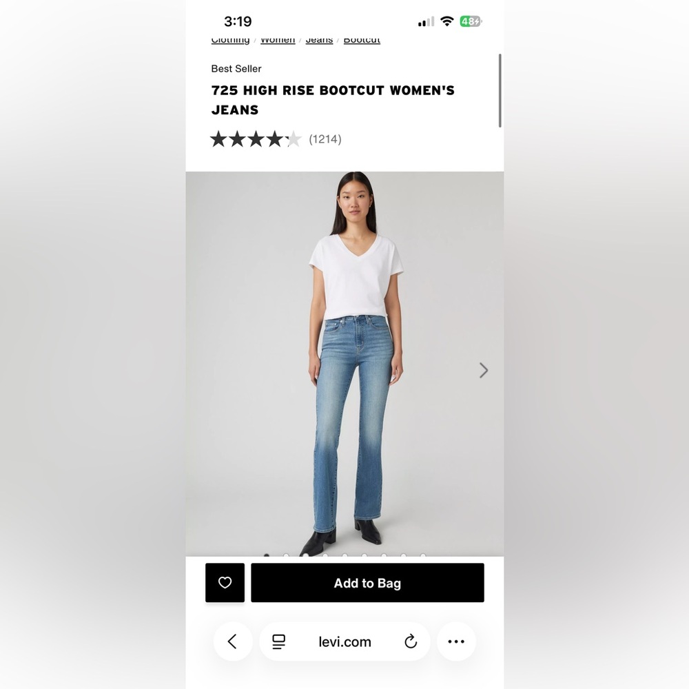 Levi 725 High Rise Bootcut Jeans